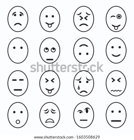 Emoji Avatar Face Vector Line Icon Set. Contains such Icons as Winking Face with Tongue, Confounded Face , 
Persevering Face and more. Expanded Stroke