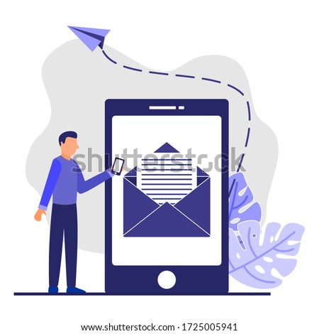 
Modern vector illustration, envelope containing letters in a smartphone, receiving letters, sending, web letters, or cellular service layout for website titles.