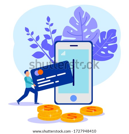 Vector illustration, taking money with ATM cards, finance, digital money market, cryptocoin wallet, stock exchange, online money transfer.