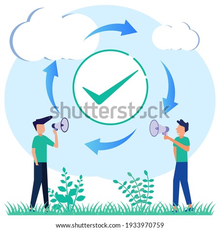 Modern style vector illustration. Refresh is complete or reload is complete as the task repeats the action. Restart or do the same job for, same result. Repetition of work, tasks.