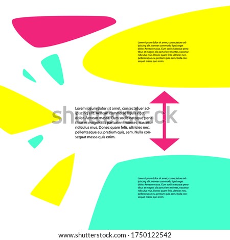 Arrow vector, yellow, green and pinkish coloured modern abstract unique template with pink double arrow. For online course, presentation, poster, booklet, slide, website, webinar, landing page