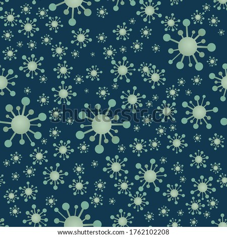 Virus vector background, coronavirus, be aware, COVID-19 wrapping paper, light green color in pastel tone virus icons of different size on black background, packaging design vector, COVID-19 vector