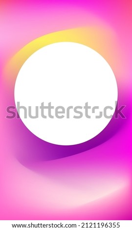 empty white round frame with dark purple shade, 3d effect, yellow, gradient and white glowing light, Linkedin background, Linkedin banner, Facebook cover, Instagram icon, Tiktok video frame, art ads 