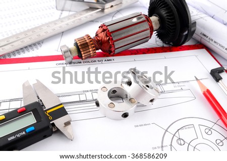 Free Photos Pencil And Measuring Tape And Vernier Caliper On Plans