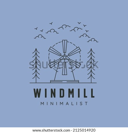 windmill minimalist line art logo vector symbol illustration design