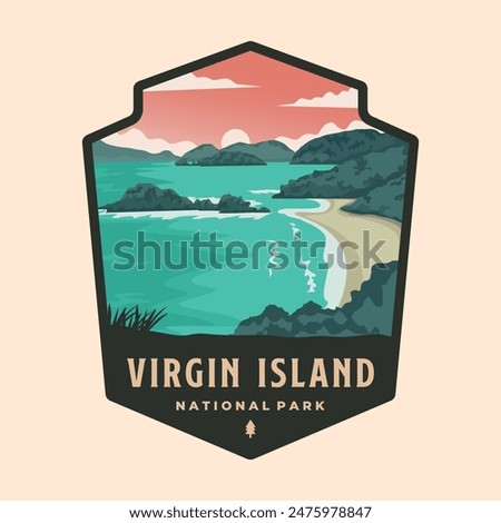 virgin island national park patch logo vector illustration design, America landmark in badge emblem style