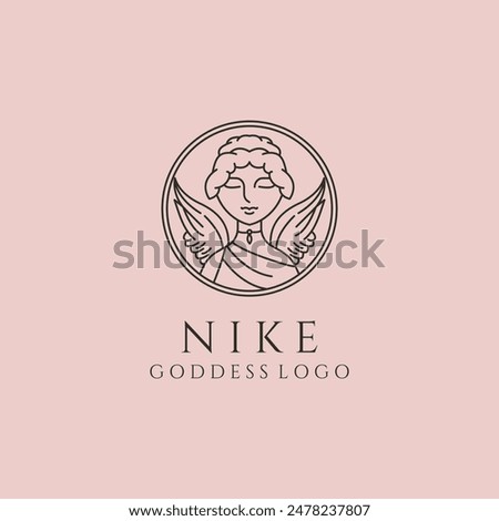 nike greek goddess line art logo vector symbol illustration design