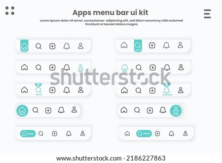 mobile app menu bar design set. on left is the first movement and on the right is the second movement when the menu is pressed