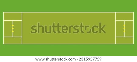 Cricket pitch sports field grass isolated top view illustration