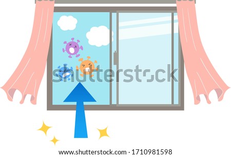 Open the window to the ventilation of air, expel the virus vector illustrations