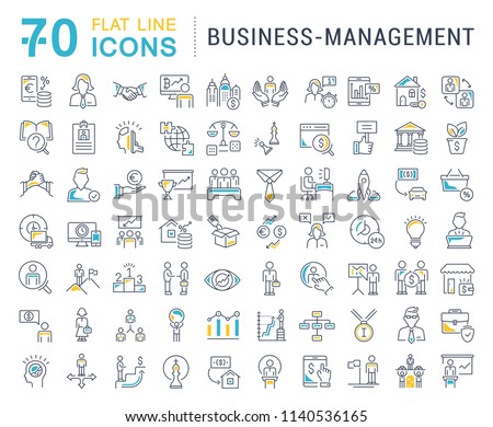 Set of vector line icons of business-management for modern concepts, web and apps.