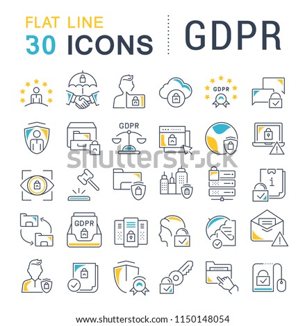 Set of vector line icons of gdpr for modern concepts, web and apps.