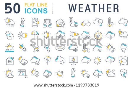 Set of vector line icons of weather for modern concepts, web and apps.