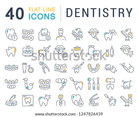 Set of vector line icons of dentistry for modern concepts, web and apps.