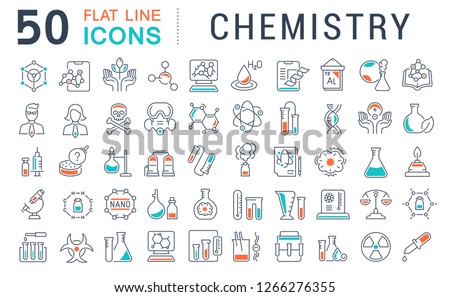 Set of vector line icons of chemistry for modern concepts, web and apps.