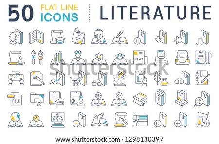 Set of vector line icons of literature for modern concepts, web and apps.