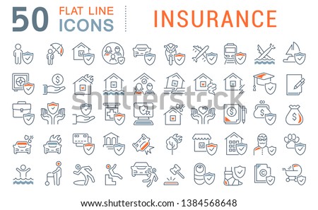 Set of vector line icons of insurance for modern concepts, web and apps. 