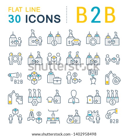 Set of vector line icons of b2b for modern concepts, web and apps.