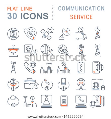 Set of vector line icons of communication service for modern concepts, web and apps. 
