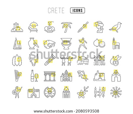 Crete. Collection of perfectly thin icons for web design, app, and the most modern projects. The kit of signs for category Countries and Cities.