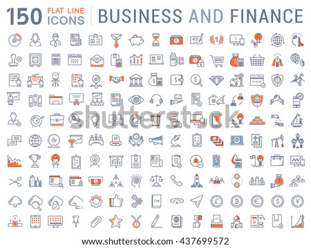 Set vector line icons in flat design with elements for mobile concepts and web apps. Collection modern infographic logo and pictogram.