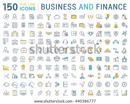 Set vector line icons in flat design business, finance and accounting with elements for mobile concepts and web apps. Collection modern infographic logo and pictogram.
