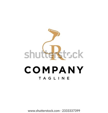 Letter R Hair Dryer Salon beauty logo vector icon template.eps