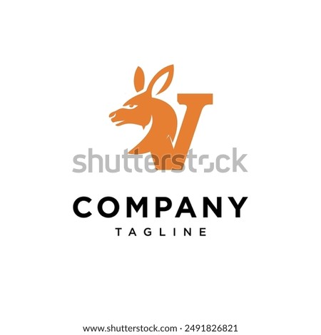 Letter V Kangaroo Logo Icon Vector