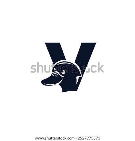 Letter V Platypus logo icon vector.