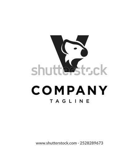 Letter V Koala Logo Icon Vector