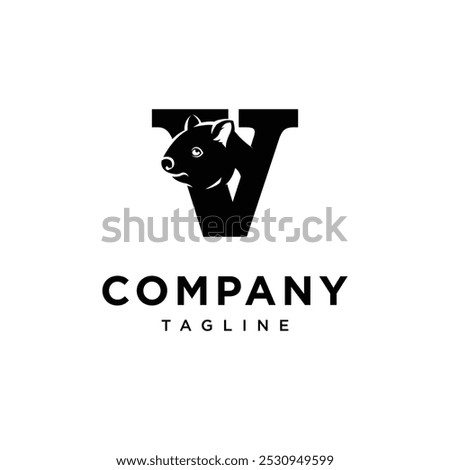 Letter V Wombat Logo Icon Vector