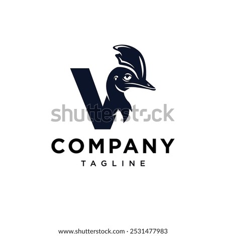 Letter V Cassowary Bird logo icon vector