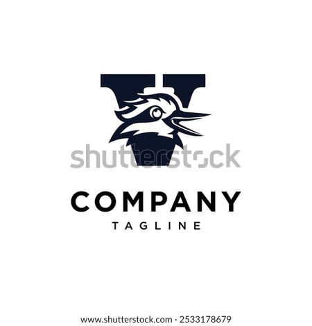 Letter V Kookaburra Bird Logo icon vector