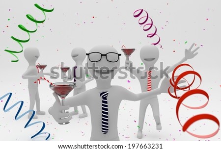 3D picture of people having fun at a company party