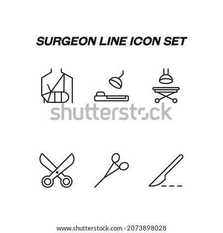 Industry concept. Collection of modern high quality surgeon line icons. Editable stroke. Premiul linear symbols of trauma, surgical room, scissors, knife, tools for surgery 