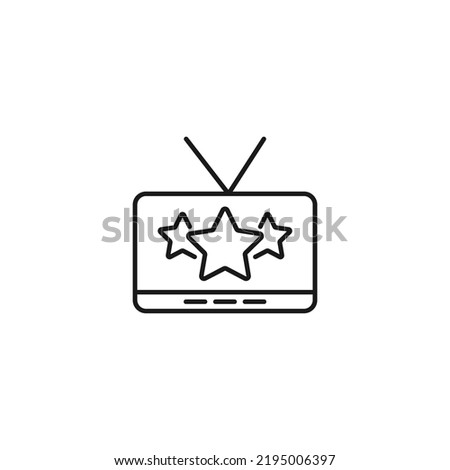 Television, tv set, tv show concept. Vector sign drawn in flat style. Suitable for sites, articles, books, apps. Editable stroke. Line icon of stars on tv screen 