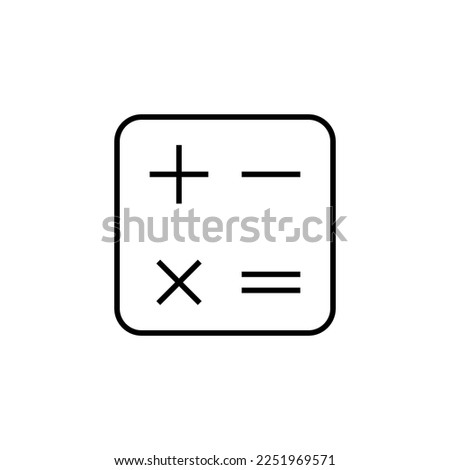 Calculator Line Icon. Vector sign drawn with black thin line. Editable stroke. Perfect for UI, apps, web sites, books, articles