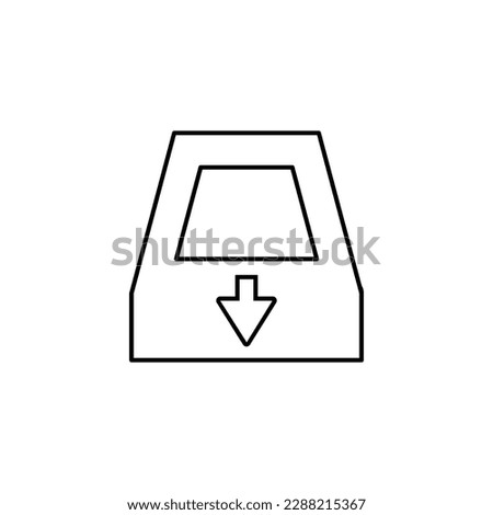 Arrow Down on Inbox Isolated Line Icon. Editable stroke. It can be used for websites, stores, banners, fliers