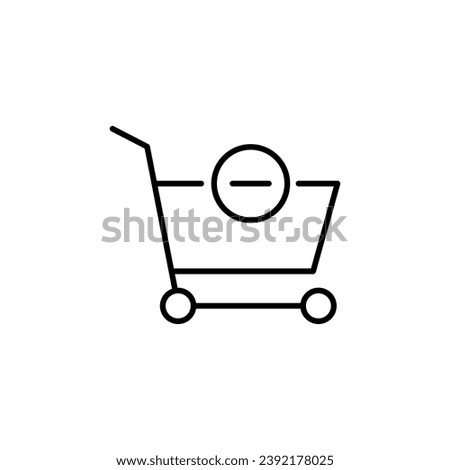 Shopping Cart by Minus Vector Line Icon. Suitable for books, stores, shops. Editable stroke in minimalistic outline style. Symbol for design 