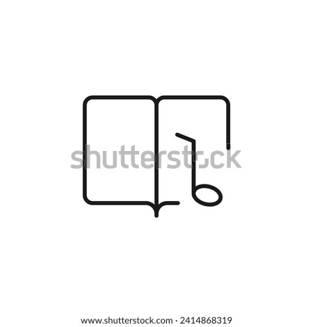 Musical Note By Book Vector Outline Symbol For Design, Infographics, Apps 