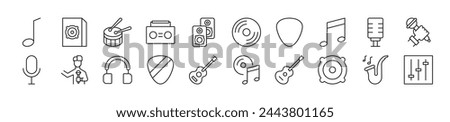 Music Line Icons collection. Editable stroke. Simple linear illustration for web sites, newspapers, articles book