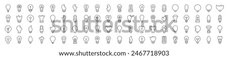 Collection of Signs of Lightbulbs. Suitable for books, stores, shops. Editable stroke in minimalistic outline style. Symbol for design 