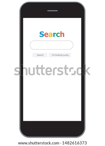 Google image search smart phone via mobile browser engine. vector image.