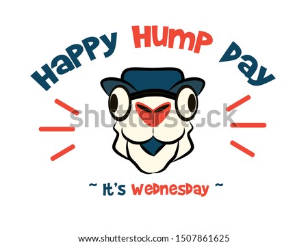 Happy hump day funny camel and letter vector image. Wednesday is the middle of the work, 'over the hump' towards the weekend week Imagine de stoc © 