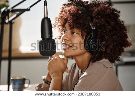 Similar – Image, Stock Photo Black woman at radio station