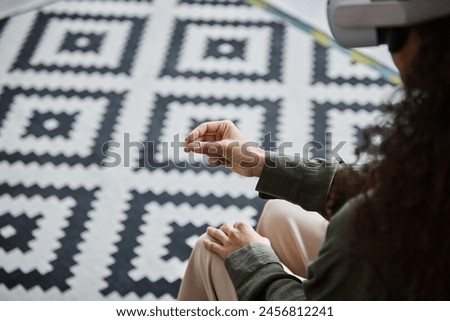 Similar – Image, Stock Photo Unrecognizable woman in VR goggles controlling drone