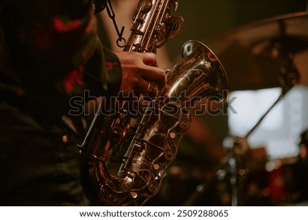 Similar – Image, Stock Photo Closeup of man playing violin