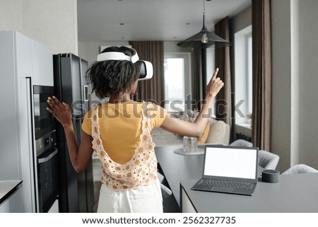 Image, Stock Photo Unrecognizable woman in VR goggles controlling drone