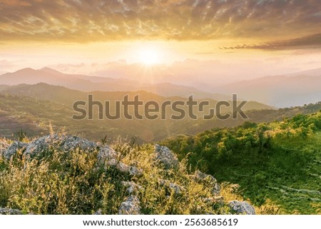 Similar – Image, Stock Photo An amazing golden hill in the Andes like a vein of gold