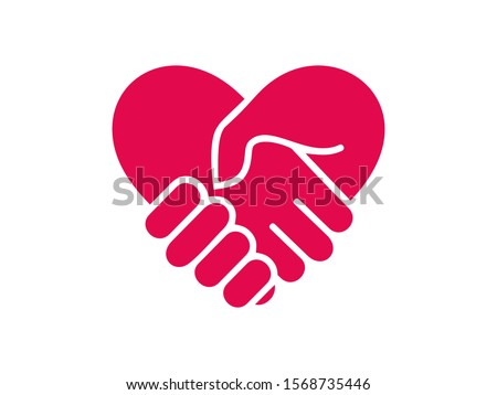 handshake icon, Heart symbol. Hand Shake with Heart shaped Vector illustration